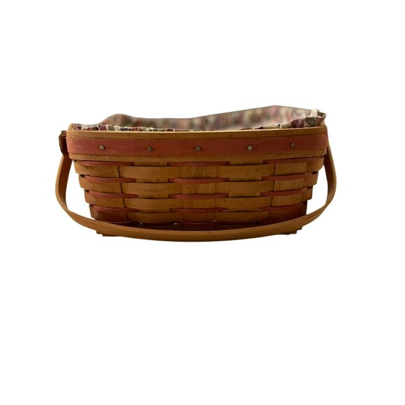 Vintage 1992 Longaberger Basket Used Floral Fabric and Plastic Liner - Picture 4 of 16